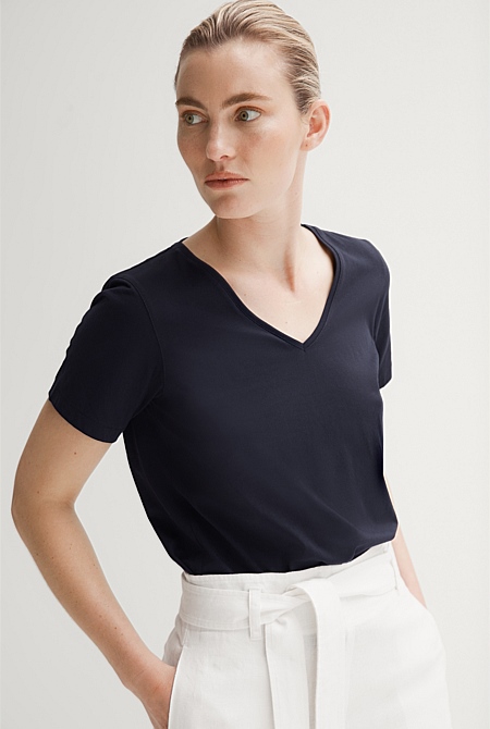 Pima Cotton V Neck T-shirt