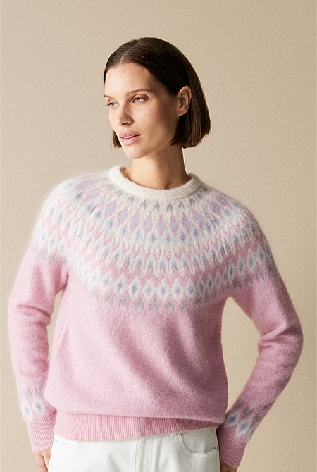 Wool Mohair Blend Fair Isle Knit
