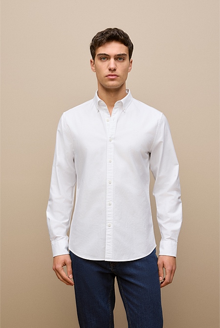 Regular Fit Cotton Monogram Oxford Shirt