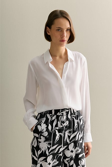 Silk Concealed Placket Shirt