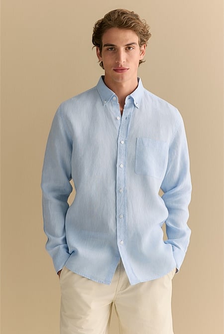 Regular Fit Delave Linen Long Sleeve Shirt