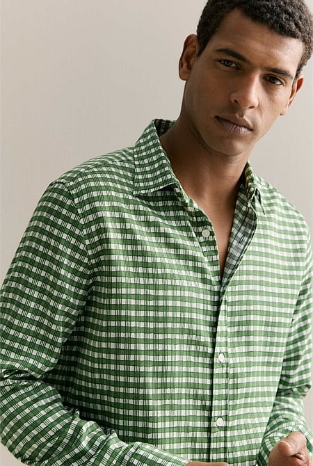 Regular Fit Cotton Painted Check Shirt