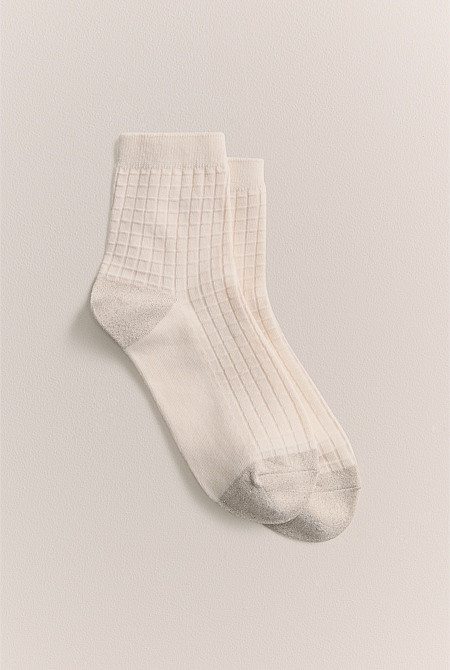 Textured Grid 1/4 Crew Sock