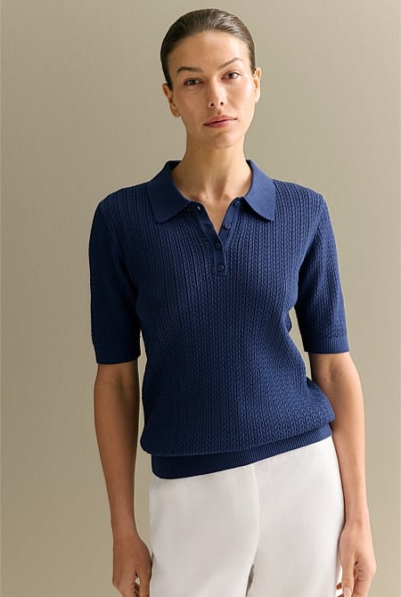 Mercerised Lace Knit Polo