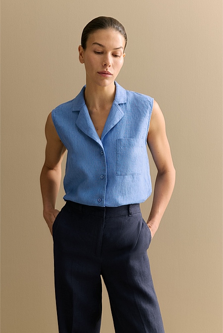 Delave Linen Sleeveless Shirt