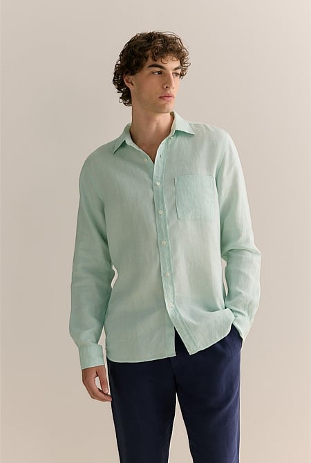 Regular Fit Delave Linen Long Sleeve Shirt