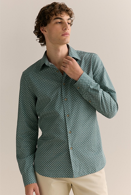 Tailored Fit Etch Print Long Sleeve Shirt