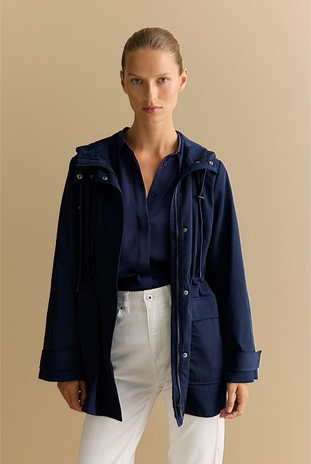 Hooded Cinch Waist Anorak