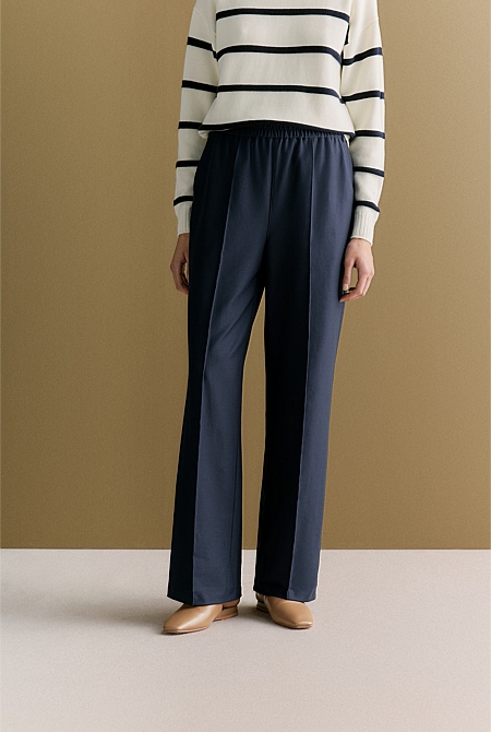 Ponte Pintuck Detail Straight Leg Pant