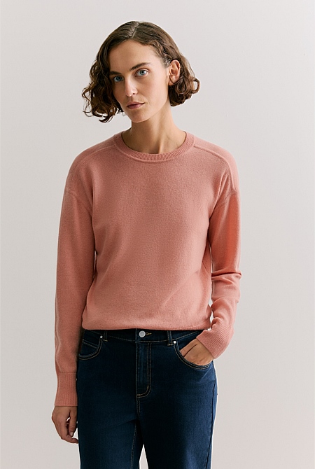 Merino Cashmere Forward Shoulder Seam Relaxed Crew