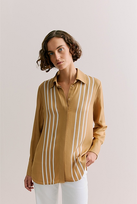 Mini Twill Column Stripe Shirt