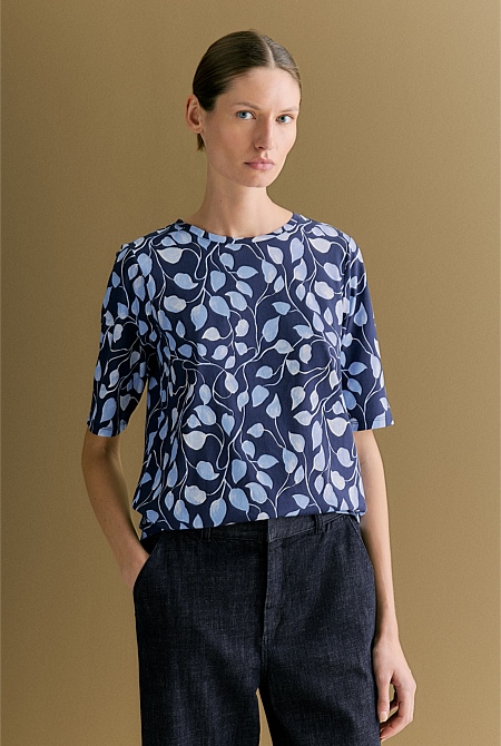 Australian Cotton Vine Print Half Sleeve T-shirt