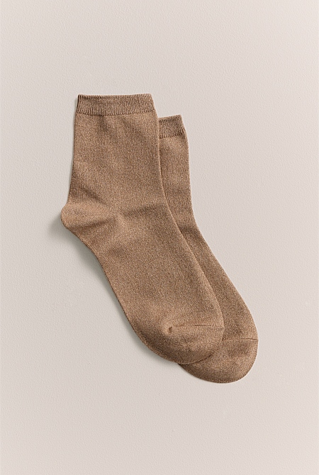 Metallic Rib 1/4 Crew Sock