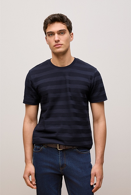Textured Stripe Crew T-shirt