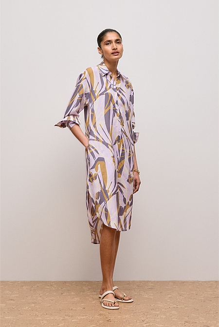 Shadow Leaf Relaxed Shirt Dress