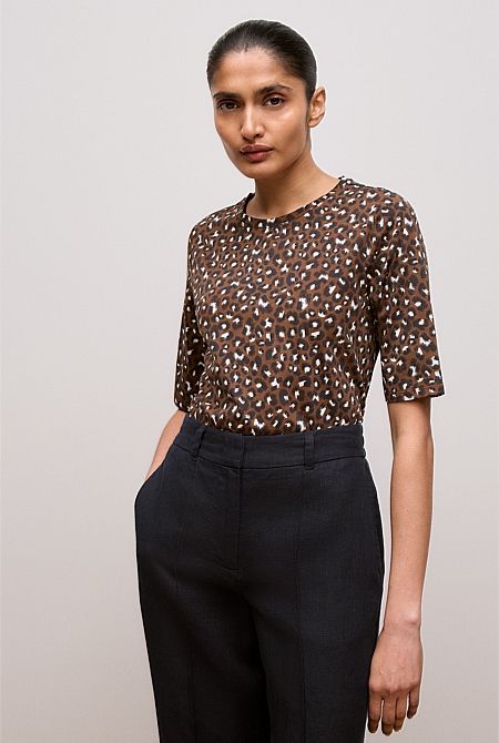 Cotton Leopard Half Sleeve T-shirt