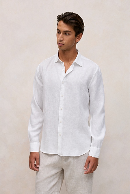 Tailored Fit Linen Long Sleeve Shirt