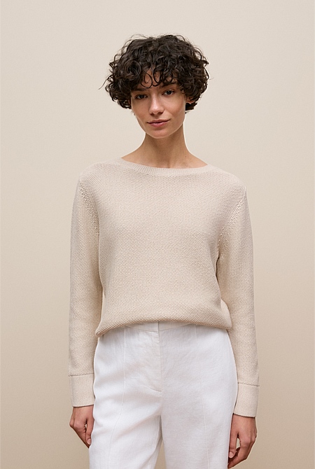 Cotton Linen Boatneck Knit