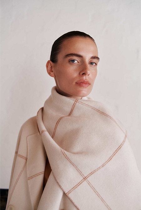 Wool Check Reversible Scarf