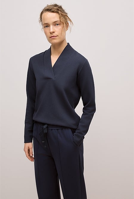 Jacquard Shawl Neck Sweat