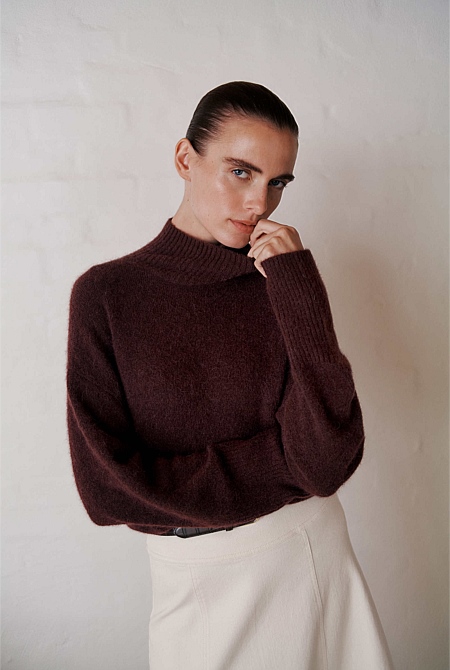 Alpaca Merino Blend Relaxed Mock Neck