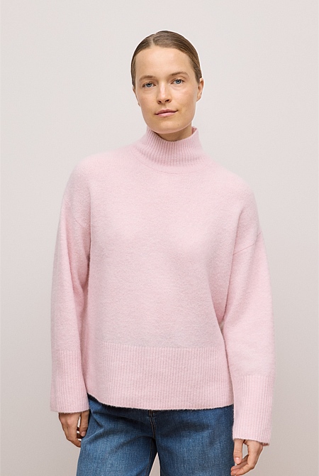 Alpaca Merino Blend Relaxed Mock Neck