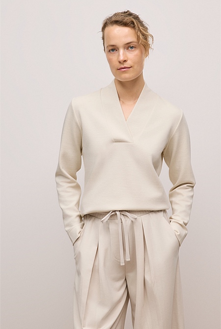 Jacquard Shawl Neck Sweat