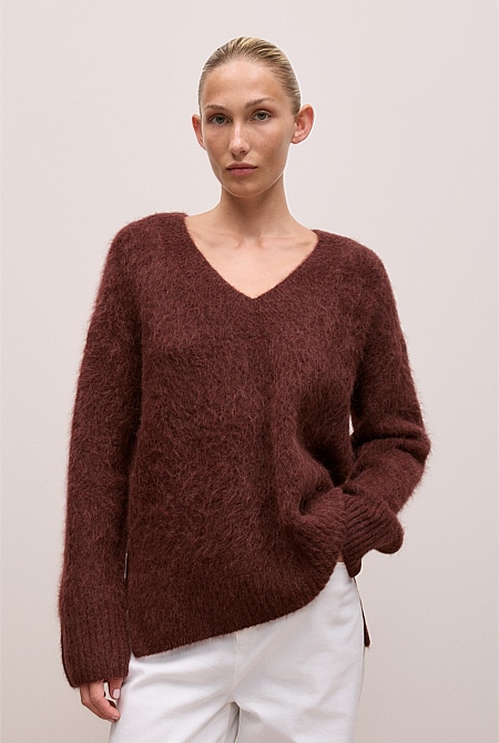 Brushed Alpaca Relaxed V Knit