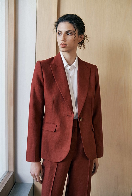 Linen Twill Single Breasted Blazer Linen Twill Single Breasted Blazer