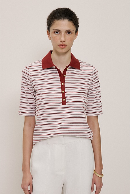 Half Placket Stripe Polo