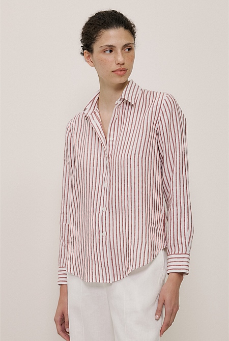 Linen End on End Stripe Shirt