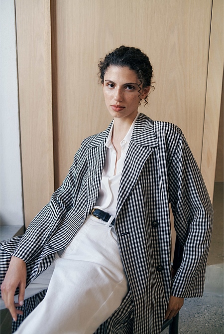 Gingham Lightweight Trench Coat Gingham Lightweight Trench Coat