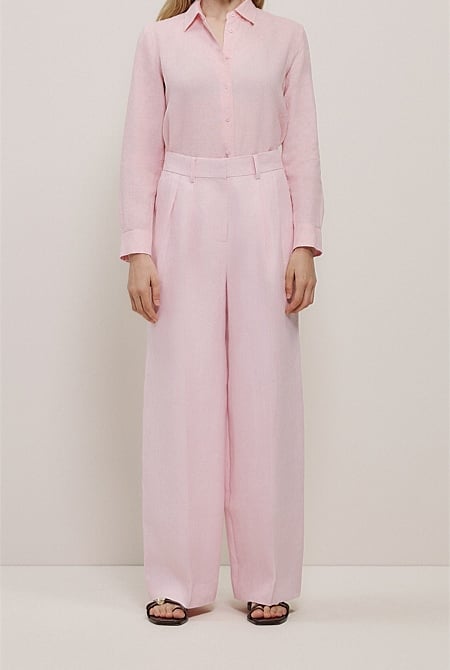 Linen Herringbone Pleat Front Pant Linen Herringbone Pleat Front Pant