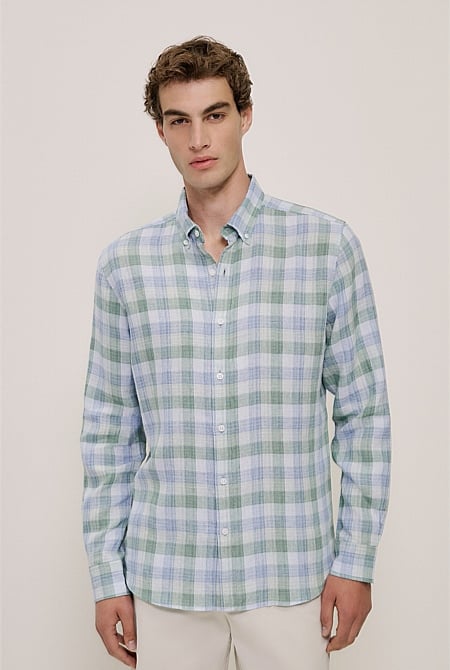 Regular Fit Yarn Dyed Linen Check Shirt Regular Fit Yarn Dyed Linen Check Shirt