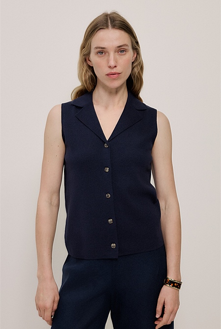 Cotton Cashmere Knit Vest