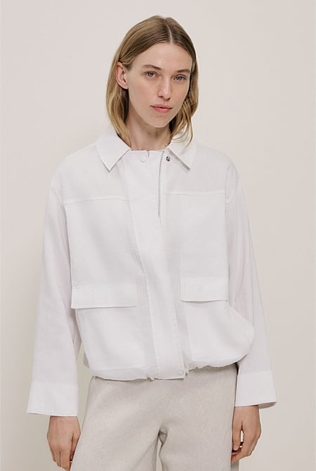 Linen Blend Panel Detail Jacket Linen Blend Panel Detail Jacket
