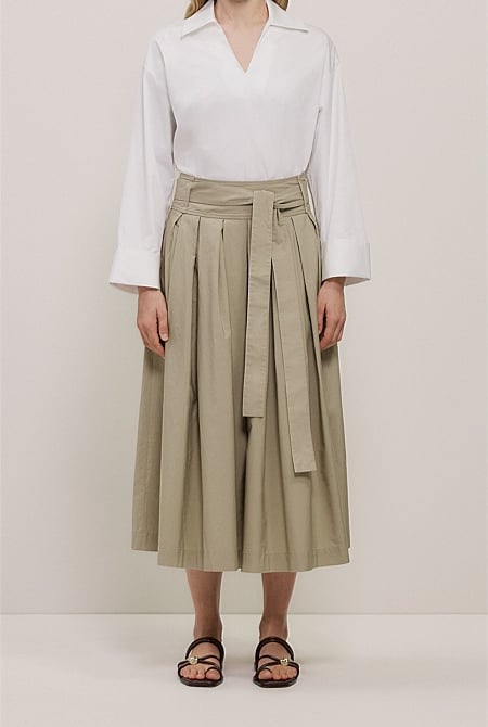 Poplin Pleated Midi Skirt Poplin Pleated Midi Skirt