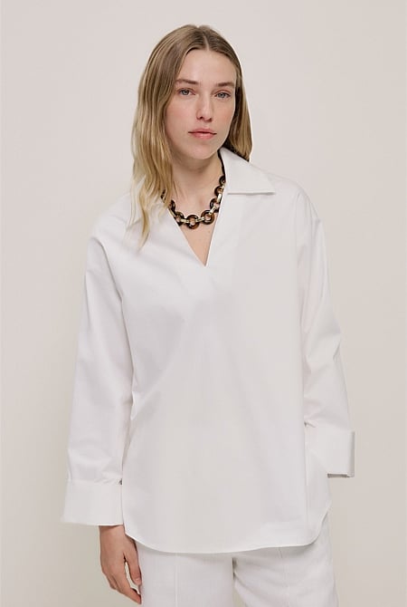 Poplin Relaxed Longline Shirt Poplin Relaxed Longline Shirt