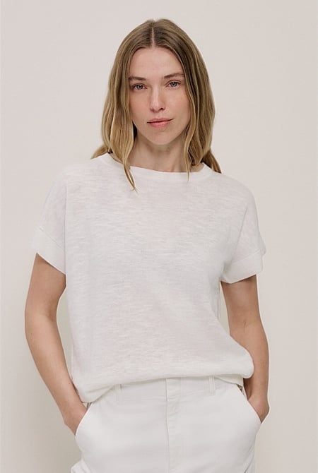 Linen Cotton Relaxed Knit T-shirt Linen Cotton Relaxed Knit T-shirt
