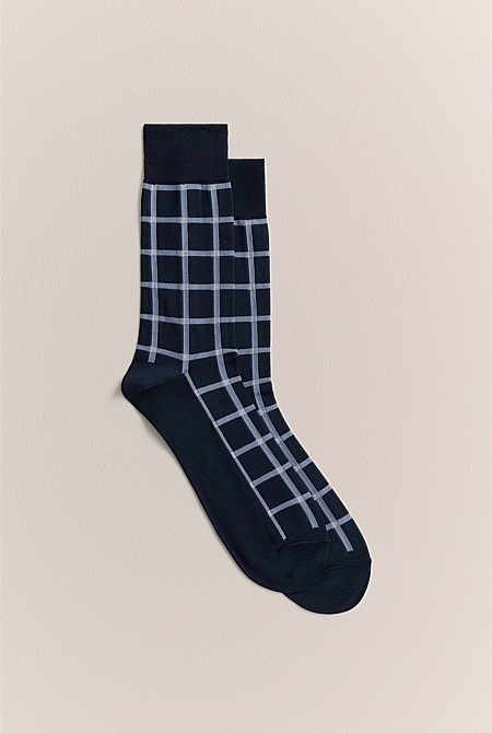 Windowpane Check Crew Sock