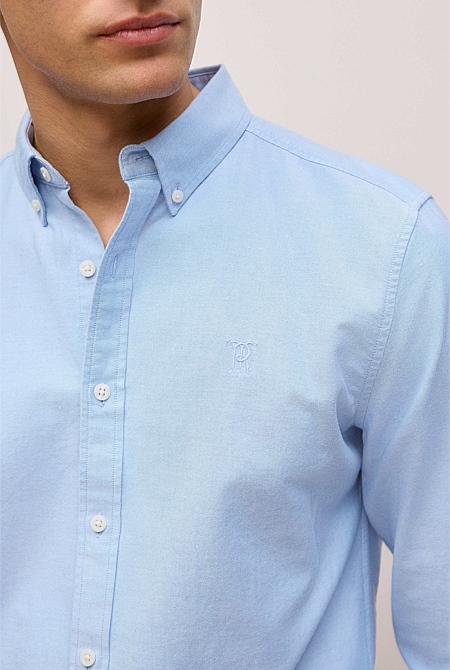 Regular Fit Yarn Dyed Cotton Monogram Oxford Shirt Regular Fit Yarn Dyed Cotton Monogram Oxford Shirt
