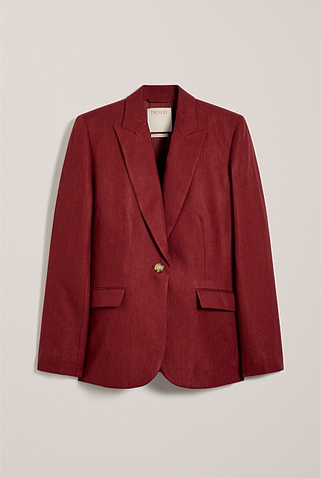 Linen Twill Single Breasted Blazer Linen Twill Single Breasted Blazer
