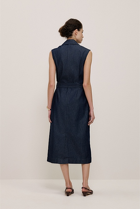 Denim Sleeveless Trench Dress Denim Sleeveless Trench Dress