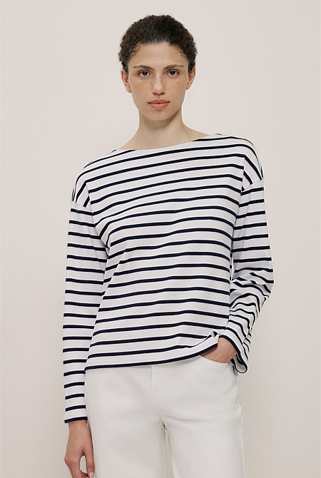 Australian Cotton Breton Stripe Long Sleeve T-shirt Australian Cotton Breton Stripe Long Sleeve T-shirt