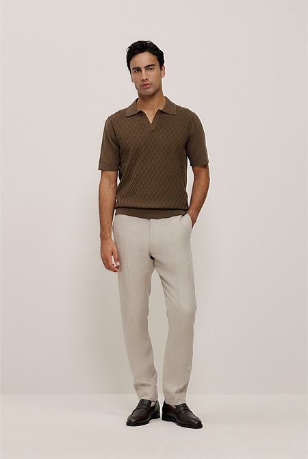 Mercerised Diamond Knit Polo Mercerised Diamond Knit Polo