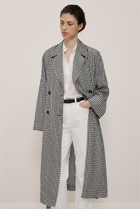 Gingham Lightweight Trench Coat Gingham Lightweight Trench Coat