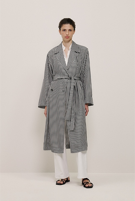 Gingham Lightweight Trench Coat Gingham Lightweight Trench Coat