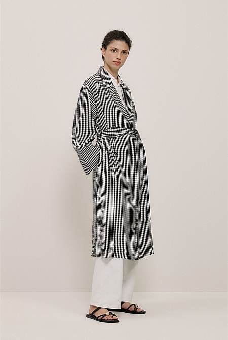 Gingham Lightweight Trench Coat Gingham Lightweight Trench Coat