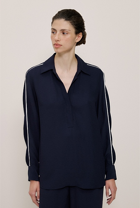 Piping Detail Long Sleeve Shirt Piping Detail Long Sleeve Shirt