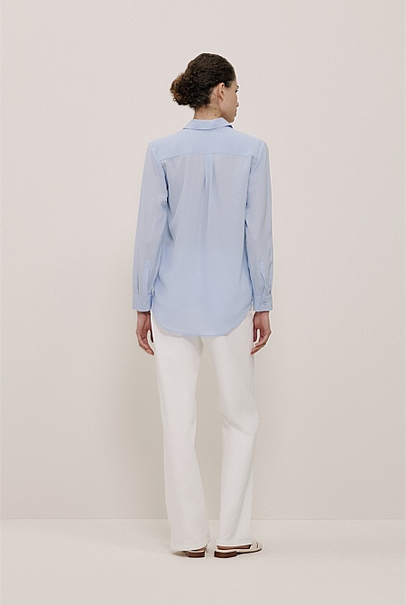 Silk Concealed Placket Shirt Silk Concealed Placket Shirt